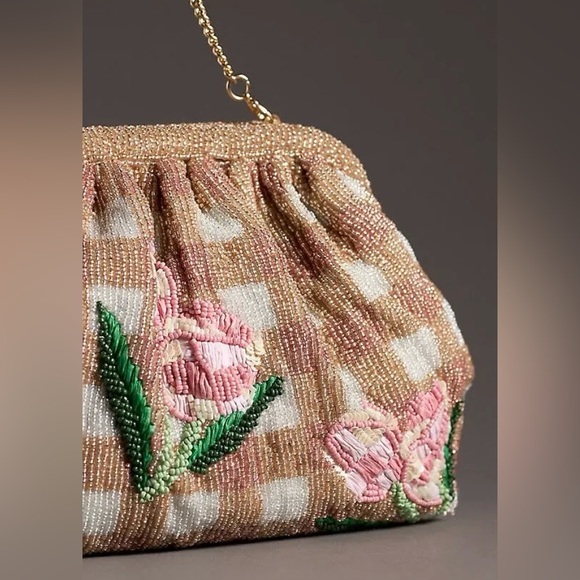 Anthropologie Beaded Wildflower Clutch